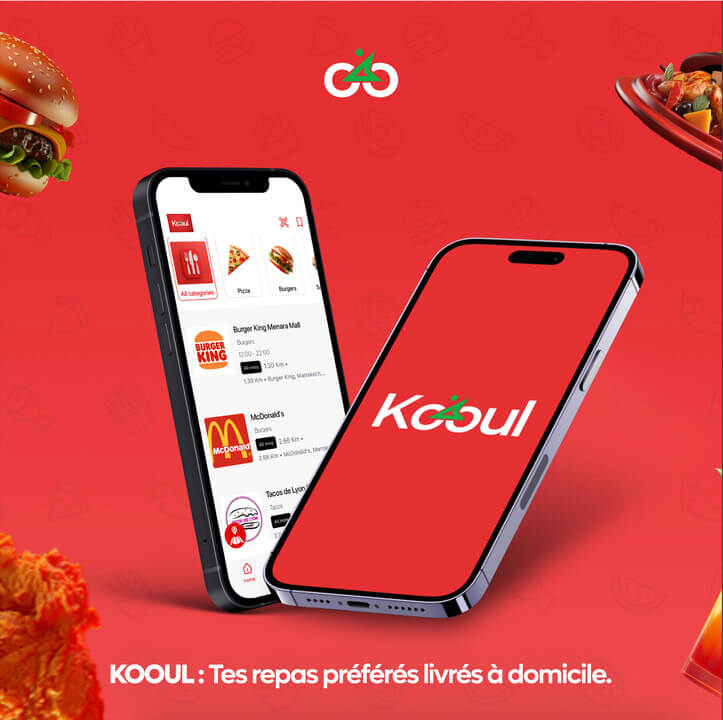 Kooul food delivery app by ORA Technologies, providing fast meal delivery in Casablanca and Marrakech.